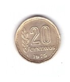 Moneda Argentina 20 centavos 1975, stare foarte buna, curata, America Centrala si de Sud, Alama