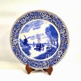 farfurie decorativa Delft Bochs Belgia portelan ceramica 34 cm diametru marin