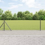 Gard Hexagonal vidaXL Gri 0.4x50 m Oțel, St&acirc;lpi de Gard vidaXL cu Plăci de Bază 13 pcs &Oslash;32mm 50cm Oțel Galvanizat
