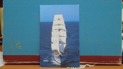 NAVA CU VELE SCOALA M/S NADJA, NORVEGIA- FORMAT 19/12 cm.STMPILA NAVEI PE VERSO foto