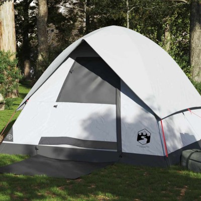 vidaXL Cort camping cupolă 4 persoane alb, țesătură opacă, impermeabil 94702 foto