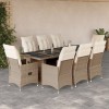 VidaXL Set bistro de grădină, 9 piese, cu perne, bej, poliratan 3277246