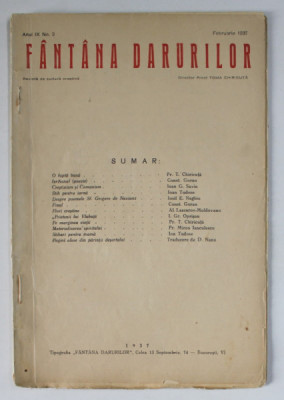 FANTANA DARURILOR , REVISTA DE CULTURA CRESTINA , NO. 2 , FEBRUARIE , 1937 foto