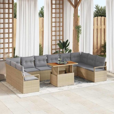 vidaXL Set de canapele pentru grădină 11 pcs Bej Rattan poli 3358499 foto