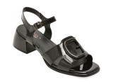 Sandale PASS COLLECTION negre, W160032, din piele naturala lacuita