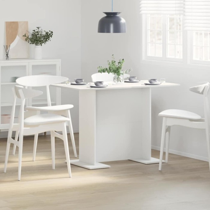 vidaXL Masă de dining Alb 110 x 60 x 75 cm Lemn compozit 863160