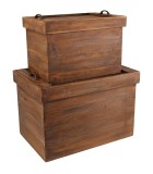 Set 2 cutii depozitare lemn maro 42 x 27 x 30,5, 53 x 35 x 37 cm