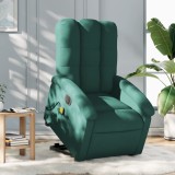 VidaXL Fotoliu electric masaj rabatabil / ridicare verde &icirc;nchis textil