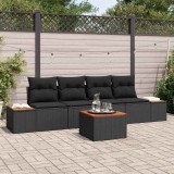 Cumpara ieftin Set de canapele pentru grădină cu pernă 5 pcs Negru Rattan poli