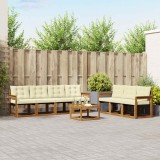 vidaXL Set de canapele de exterior cu pernă 8 pcs Natural și Crem 3368465