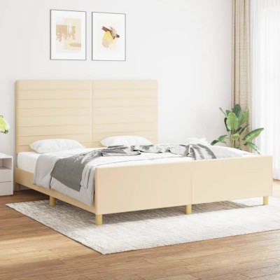 vidaXL Cadru de pat fără saltea, crem, 180x200 cm, textil 3125159 foto