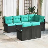 vidaXL Set de canapele pentru grădină cu pernă 7 pcs Negru Rattan poli 3354075