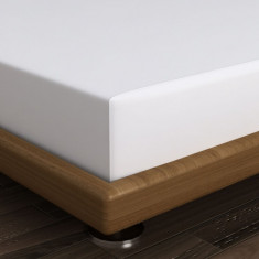 Cearceaf de pat cu elastic, 160x200 cm, 100% bumbac ranforce, Patik, White, alb