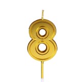 Lumanare pentru tort cifra 8, flippy, 4.8 cm, aniversare, aurie