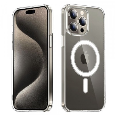 Husa MagSafe pentru Apple iPhone 15 Pro Max, Techsuit, Pro, Transparenta foto