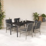 Cumpara ieftin Set mobilier de grădină cu perne, 5 piese gri deschis poliratan