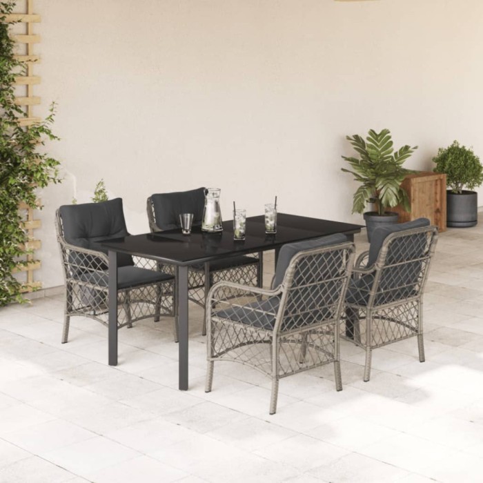 vidaXL Set mobilier de grădină cu perne, 5 piese gri deschis poliratan 3212176