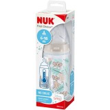 Biberon Lion King Nuk First Choice+, Polipropilena, 300ml, Tetina Silicon 6-18 Luni, Orificiu Mediu, Fara Bpa
