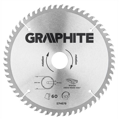 Panza ferastrau circular 60 dinti varfuri HM 200x30mm GRAPHITE 57H678 HardWork ToolsRange foto