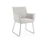 Cumpara ieftin Set 2 scaune dining otel argintiu textil alb bej Evelyn 64x60x88h