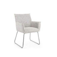 Set 2 scaune dining otel argintiu textil alb bej Evelyn 64x60x88h