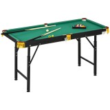 SPORTNOW Masă de Biliard Reglabilă pe &Icirc;nălțime cu Accesorii, Masă din MDF și Oțel Carom, 140x60x55-75 cm, Verde | Aosom Romania