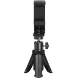 Set mini trepied ABS cu cap cu bila rotativ 360 si suport telefon reglabil 5.5, 8 cm, montura 1 4 inch, negru