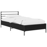 vidaXL Cadru de pat Stejar Negru 80 x 200 cm Lemn prelucrat 8009117