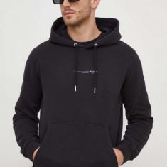 Pepe Jeans hanorac de bumbac Dave Hoodie barbati, culoarea negru, cu glugă, cu imprimeu