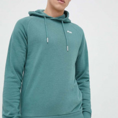 Fila bluza barbati, culoarea verde, cu glugă, neted