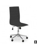 Scaun de birou HM Tirol, Ergonomic, Cadru cromat, Piele ecologica, Inaltime ajustabila, Mecanism de balans, 90 kg, Negru