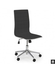 Scaun de birou HM Tirol, Ergonomic, Cadru cromat, Piele ecologica, Inaltime ajustabila, Mecanism de balans, 90 kg, Negru