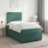 Cumpara ieftin Pat boxspring cu saltea Verde inchis 120 x 200 cm Catifea