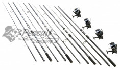 Set 4 Lansete SuperCarp 3.9m 3 Tronsoane Cu 4 Mulinete TB12-60FR Baitrunner foto