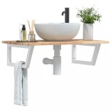 VidaXL Raft pentru lavoar montat pe perete, oțel și lemn masiv acacia 3302782