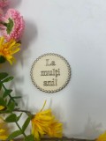 Topper din lemn rotund,cu textul la multi ani pentru flori si torturi