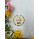 Topper din lemn rotund,cu textul la multi ani pentru flori si torturi