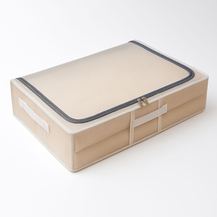 Cutie depozitare sub pat, 80x47x18 cm, transparenta, cu manere si fermoar, organizator haine, lenjerii sau incaltaminte