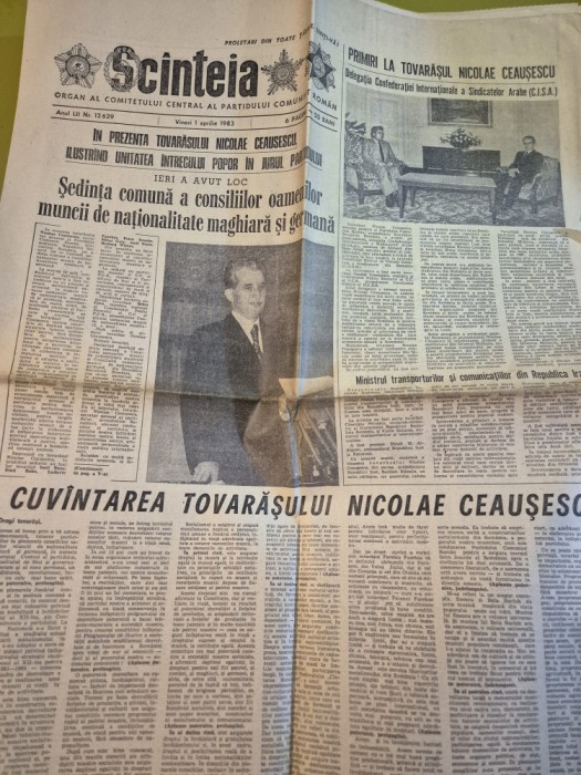 scanteia 1 aprilie 1983 - cuvantarea lui ceausescu