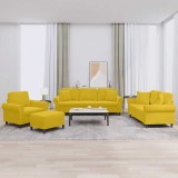 vidaXL Set de canapele cu perne, 4 piese, galben, catifea 3202206