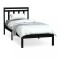 Cadru de pat mic single, negru, 75x190 cm, lemn masiv