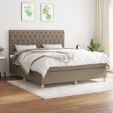 VidaXL Pat box spring cu saltea, gri taupe, 160x200 cm material textil 3142589