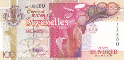 Bancnota Seychelles 100 Rupii (2000) - P40a UNC foto