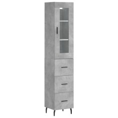 Dulap inalt, gri beton, 34,5x34x180 cm, lemn prelucrat