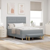Pat cu saltea și bancă vidaXL Gri deschis 140x200 cm Material textil