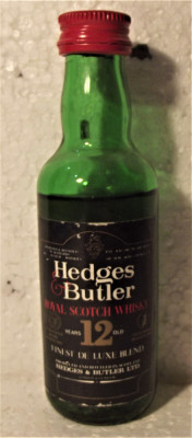 RARE WHISKY miniaturi HEDGES BUTLES 12YO CL 4 GR, 40 ANII 70/80 IMP. ITALY foto