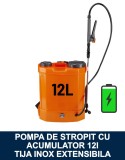 Pompa de stropit / Vermorel electric 12L cu acumulator, tija extensibila din inox