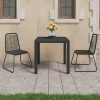 Set mobilier gradina Gossi, 3 piese, negru, ratan PVC, masa WPC, scaune otel, rezistent intemperii