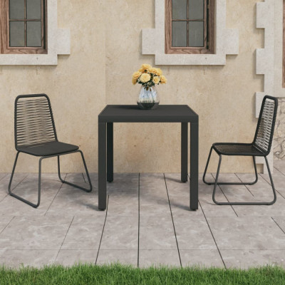 vidaXL Set mobilier de grădină, 3 piese, negru, ratan PVC foto
