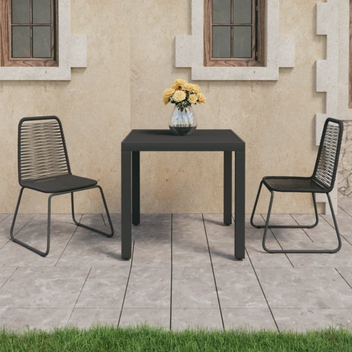 vidaXL Set mobilier de grădină, 3 piese, negru, ratan PVC